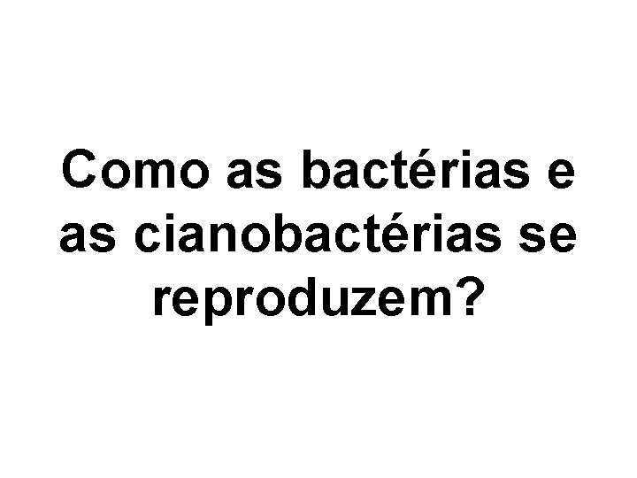 Como as bactérias e as cianobactérias se reproduzem? Como as bactérias e as cianobactérias se reproduzem?