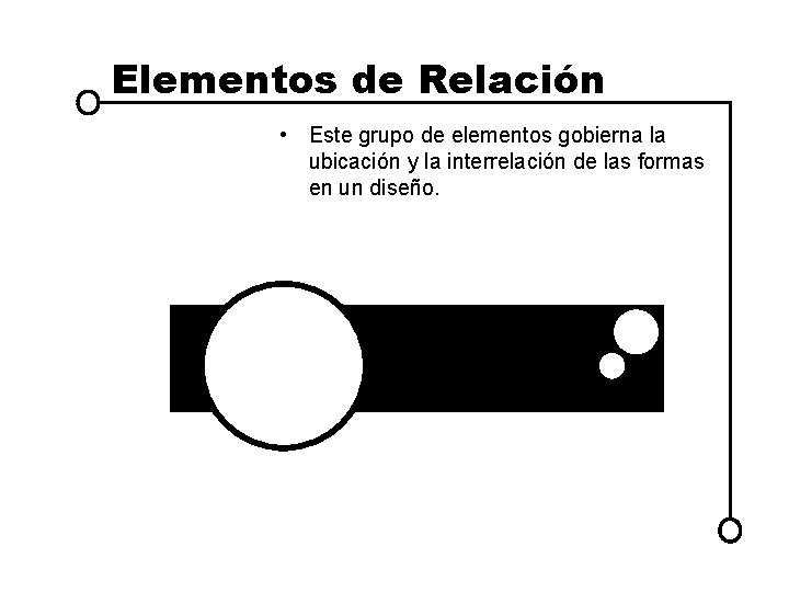 Elementos de Relación • Este grupo de elementos gobierna la ubicación y la interrelación