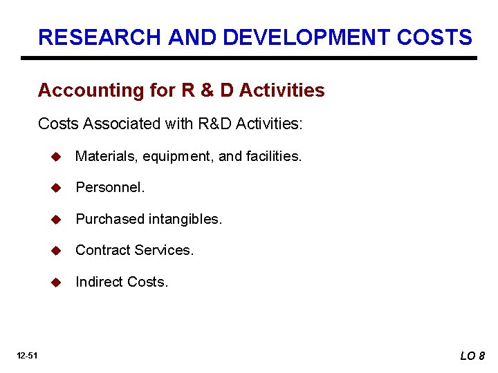 RESEARCH AND DEVELOPMENT COSTS Accounting for R & D Activities Costs Associated with R&D