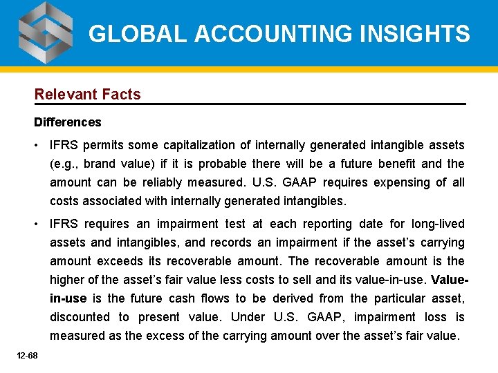 GLOBAL ACCOUNTING INSIGHTS Relevant Facts Differences • IFRS permits some capitalization of internally generated
