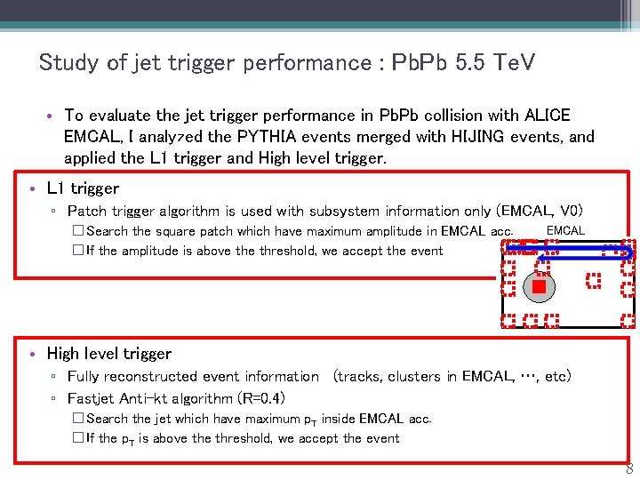 Study of jet trigger performance : Pb. Pb 5. 5 Te. V • To