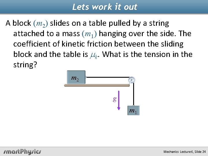 Lets work it out A block (m 2) slides on a table pulled by