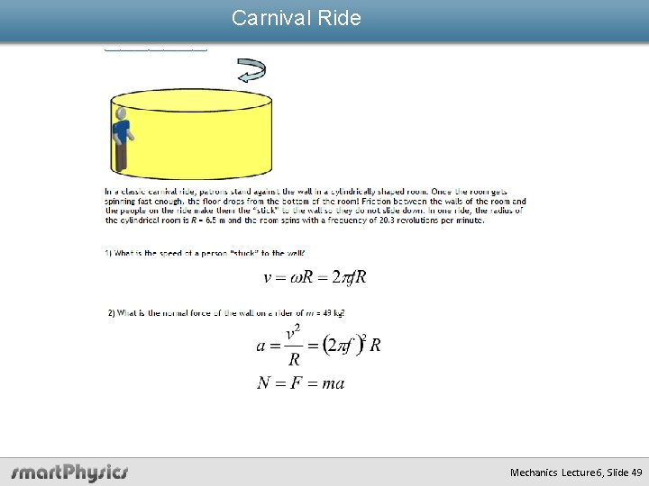 Carnival Ride Mechanics Lecture 6, Slide 49 