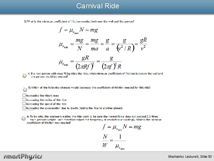 Carnival Ride Mechanics Lecture 6, Slide 50 