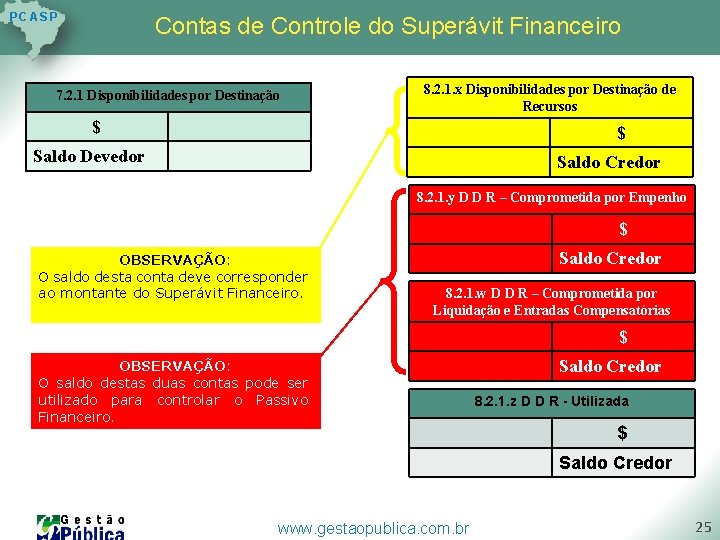 P C AS P Contas de Controle do Superávit Financeiro 7. 2. 1 Disponibilidades P C AS P Contas de Controle do Superávit Financeiro 7. 2. 1 Disponibilidades