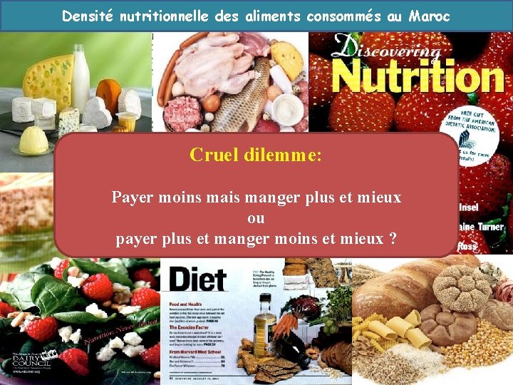 Densité nutritionnelle des aliments consommés au Maroc Cruel dilemme: Payer moins mais manger plus