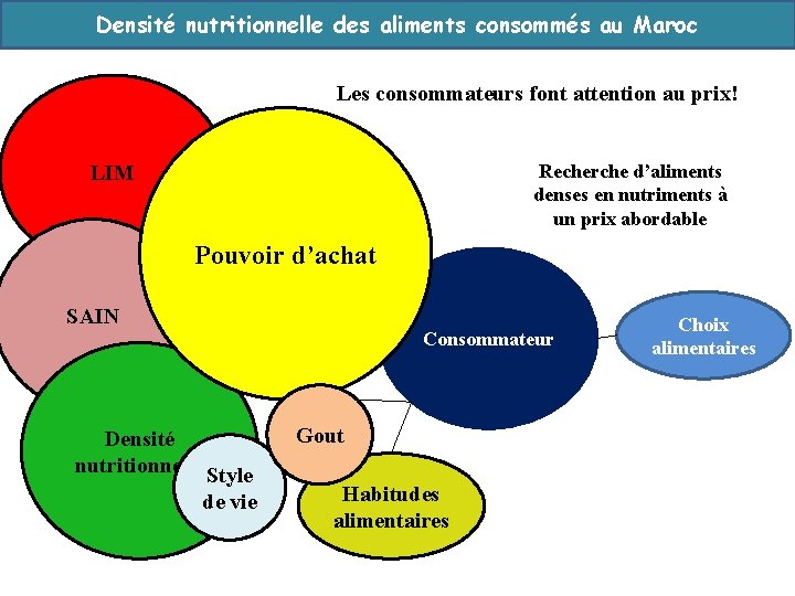 Densité nutritionnelle des aliments consommés au Maroc Les consommateurs font attention au prix! Recherche