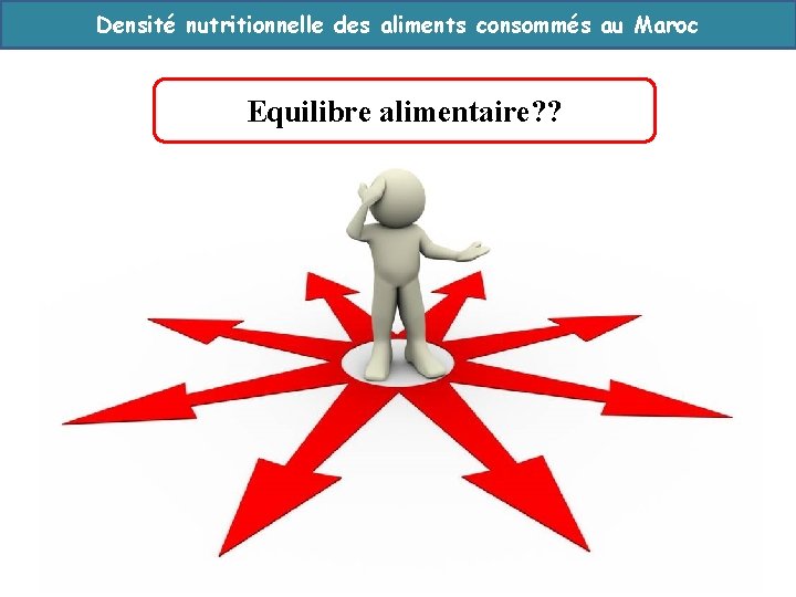 Densité nutritionnelle des aliments consommés au Maroc Equilibre alimentaire? ? 