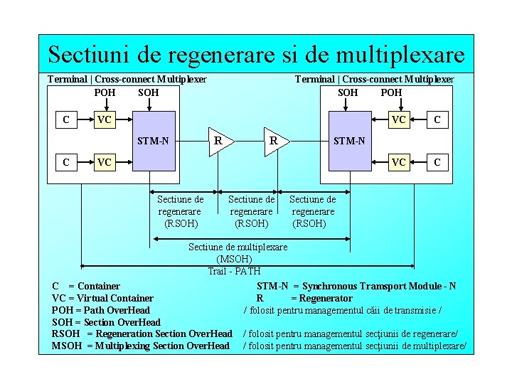 Sectiuni de regenerare si de multiplexare Terminal | Cross-connect Multiplexer POH SOH C VC