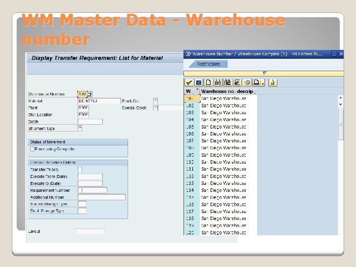 WM Master Data - Warehouse number 