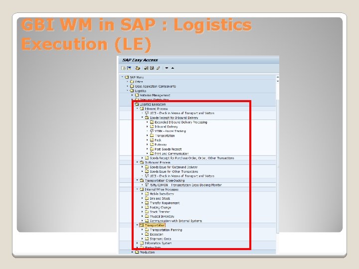 GBI WM in SAP : Logistics Execution (LE) 