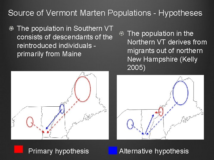 Source of Vermont Marten Populations - Hypotheses The population in Southern VT consists of