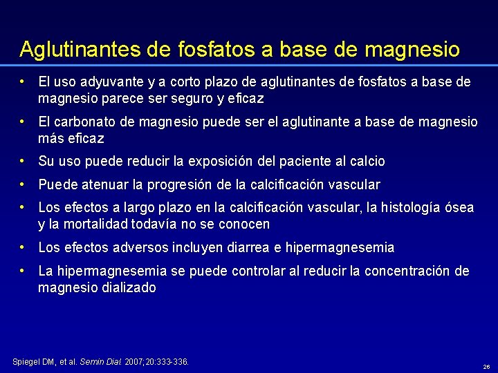 Aglutinantes de fosfatos a base de magnesio • El uso adyuvante y a corto