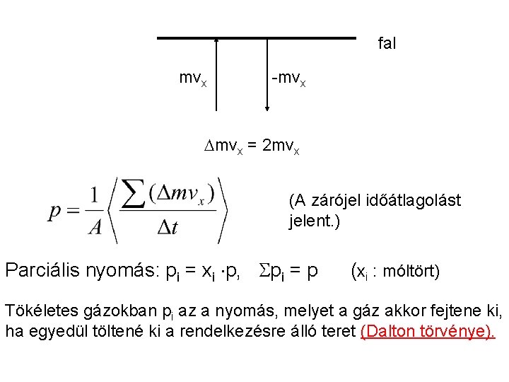 fal mvx -mvx = 2 mvx (A zárójel időátlagolást jelent. ) Parciális nyomás: pi