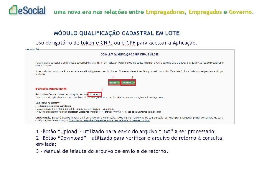 uma nova era nas relações entre Empregadores, Empregados e Governo. 