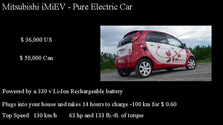 Mitsubishi i. Mi. EV - Pure Electric Car $ 36, 000 US $ 50,