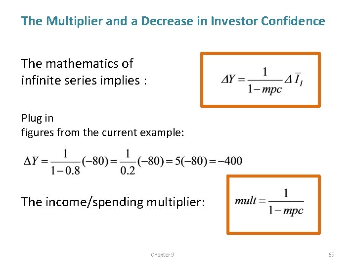 The Multiplier and a Decrease in Investor Confidence The mathematics of infinite series implies