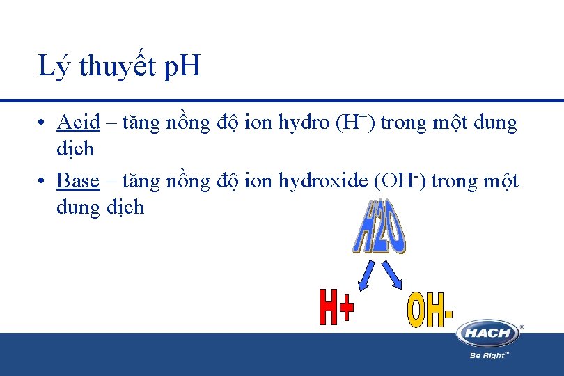Lý thuyết p. H • Acid – tăng nồng độ ion hydro (H+) trong Lý thuyết p. H • Acid – tăng nồng độ ion hydro (H+) trong