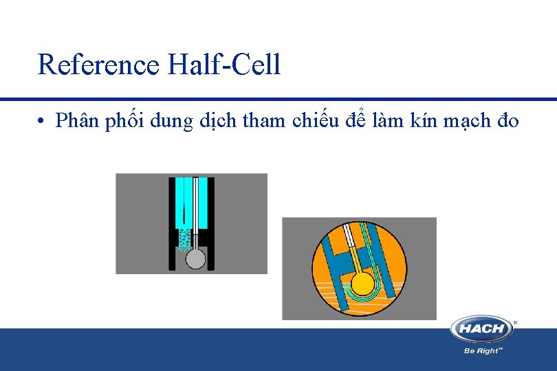 Reference Half-Cell • Phân phối dung dịch tham chiếu để làm kín mạch đo Reference Half-Cell • Phân phối dung dịch tham chiếu để làm kín mạch đo