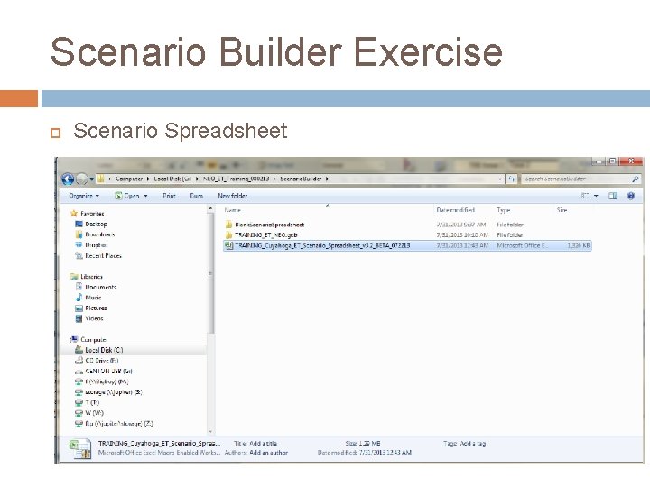 Scenario Builder Exercise Scenario Spreadsheet 