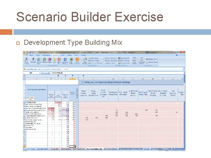 Scenario Builder Exercise Development Type Building Mix 