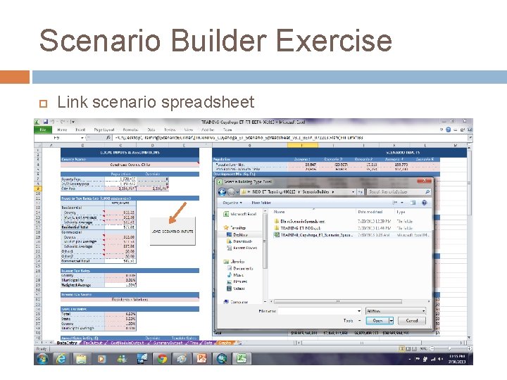 Scenario Builder Exercise Link scenario spreadsheet 