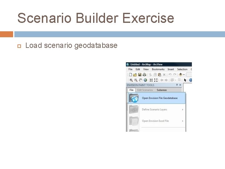 Scenario Builder Exercise Load scenario geodatabase 
