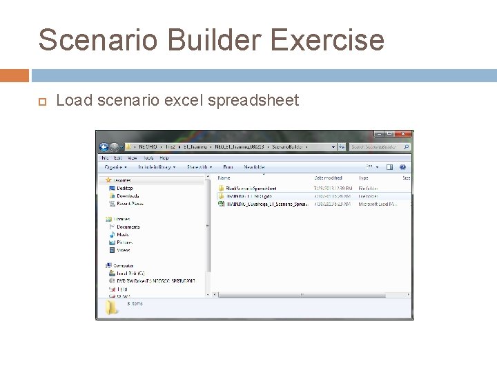 Scenario Builder Exercise Load scenario excel spreadsheet 