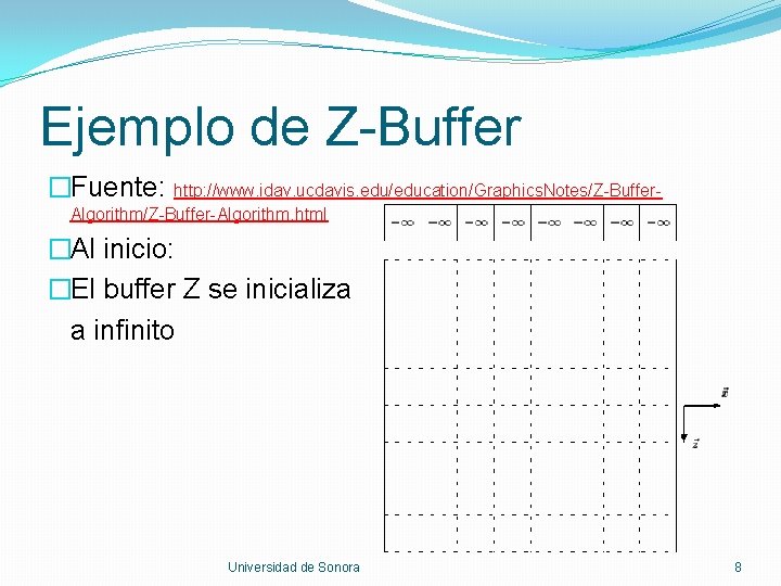 Ejemplo de Z-Buffer �Fuente: http: //www. idav. ucdavis. edu/education/Graphics. Notes/Z-Buffer. Algorithm/Z-Buffer-Algorithm. html �Al inicio: