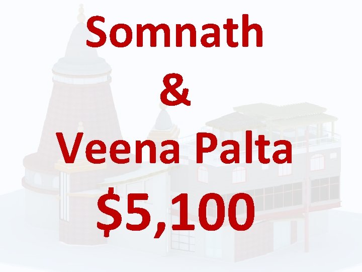 Somnath & Veena Palta $5, 100 
