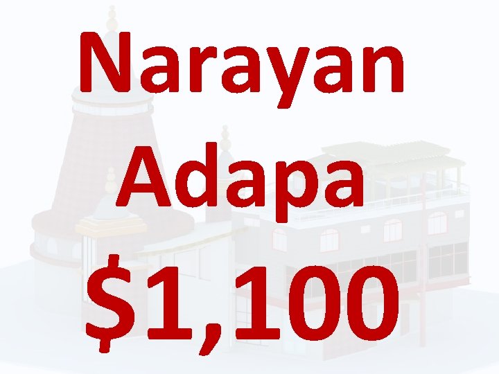 Narayan Adapa $1, 100 