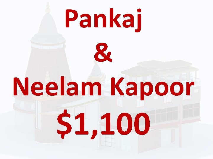 Pankaj & Neelam Kapoor $1, 100 