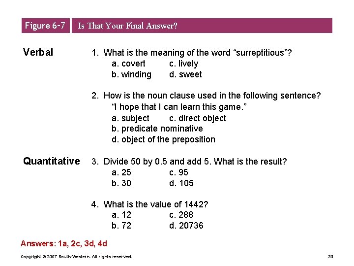 Figure 6– 7 Is That Your Final Answer? Verbal 1. What is the meaning