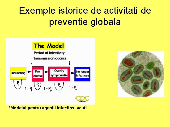 Exemple istorice de activitati de preventie globala *Modelul pentru agentii infectiosi acuti Exemple istorice de activitati de preventie globala *Modelul pentru agentii infectiosi acuti