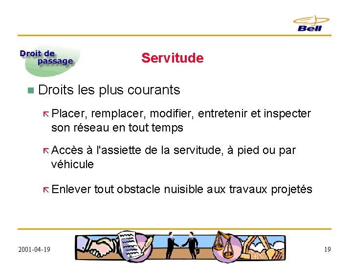 Servitude n Droits les plus courants ã Placer, remplacer, modifier, entretenir et inspecter son
