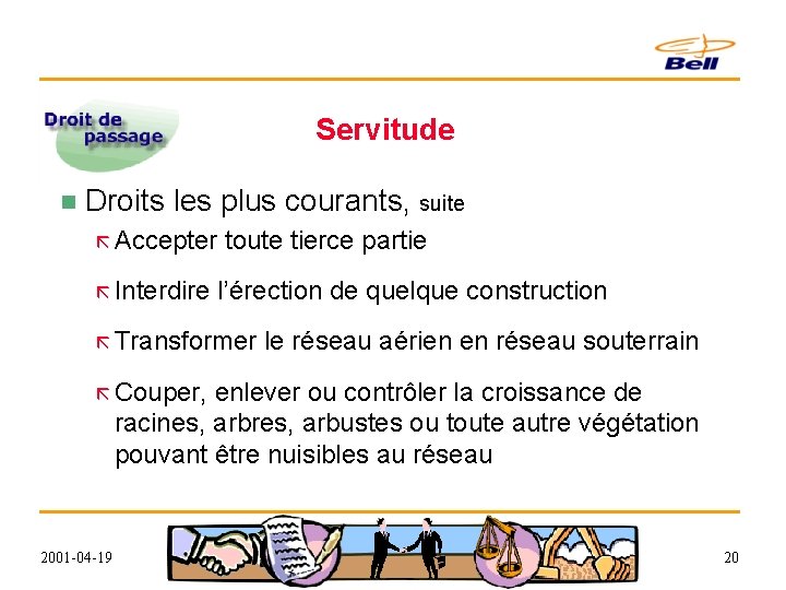 Servitude n Droits les plus courants, suite ã Accepter toute tierce partie ã Interdire