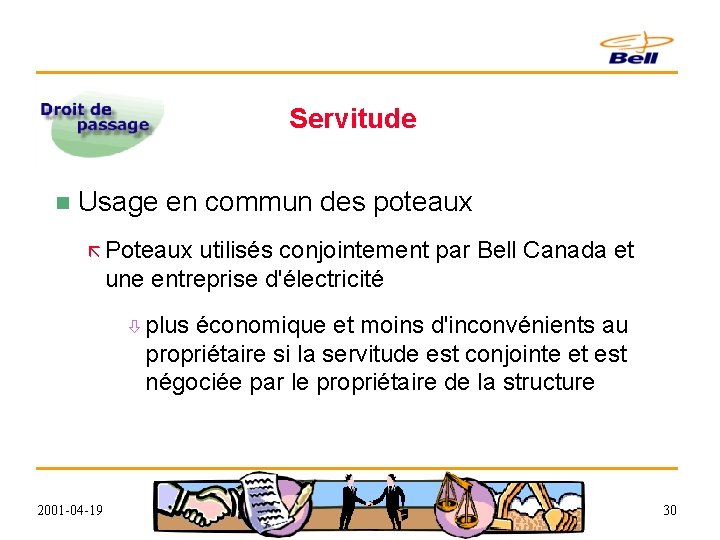 Servitude n Usage en commun des poteaux ã Poteaux utilisés conjointement par Bell Canada