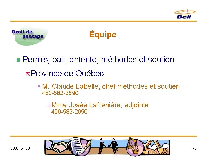 Équipe n Permis, bail, entente, méthodes et soutien ã Province de Québec ò M.