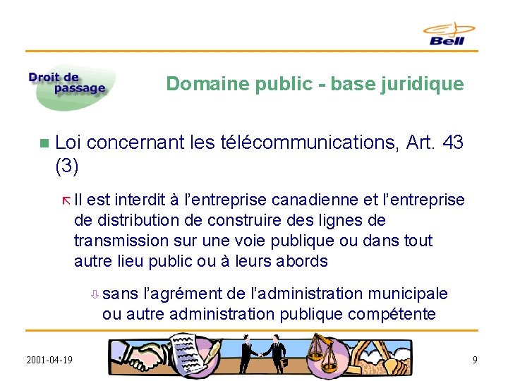 Domaine public - base juridique n Loi concernant les télécommunications, Art. 43 (3) ã