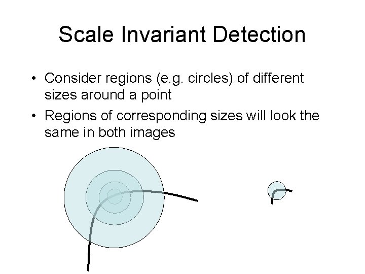 Scale Invariant Detection • Consider regions (e. g. circles) of different sizes around a