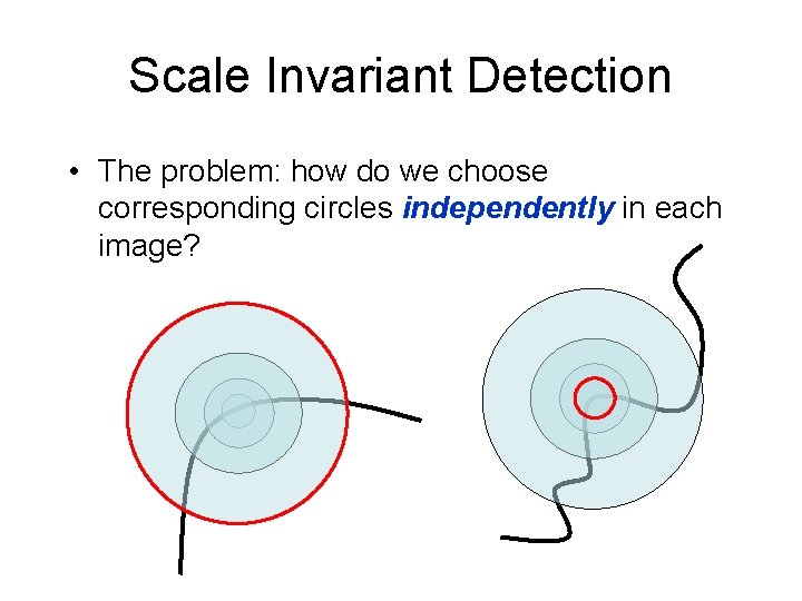 Scale Invariant Detection • The problem: how do we choose corresponding circles independently in