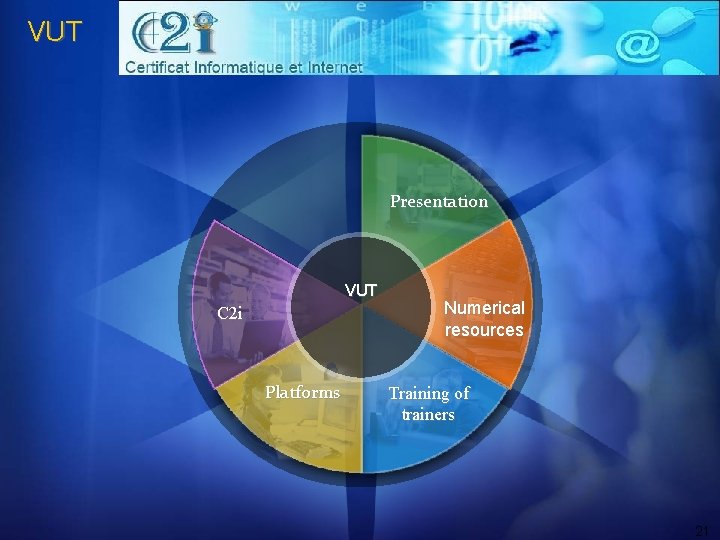 VUT Presentation VUT C 2 i Platforms Numerical resources Training of trainers 21 