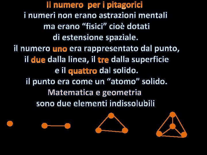 i numeri non erano astrazioni mentali ma erano “fisici” cioè dotati di estensione spaziale.