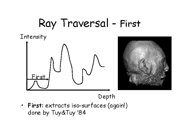 Ray Traversal - First Intensity First Depth • First: extracts iso-surfaces (again!) done by