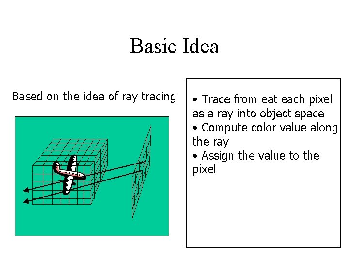 Basic Idea Based on the idea of ray tracing • Trace from eat each