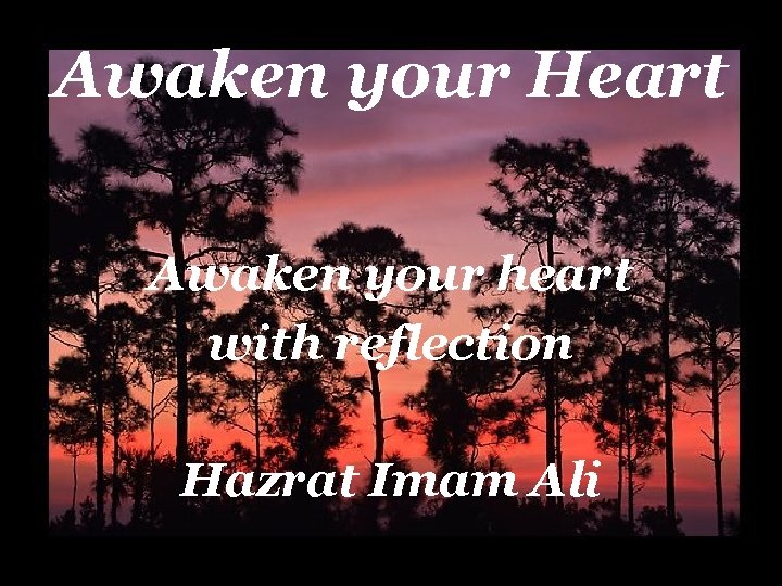 Awaken your Heart Awaken your heart with reflection Hazrat Imam Ali 