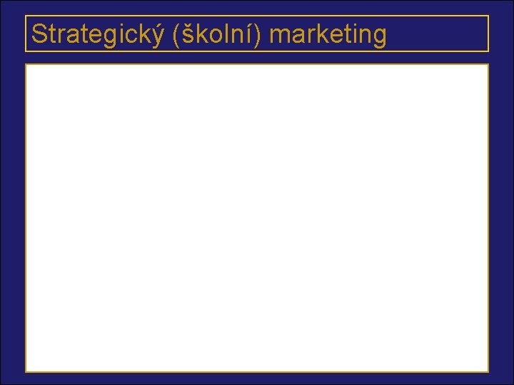Strategický (školní) marketing n Marketing – řízení spojené s uspokojením potřeb zákazníků, při splnění