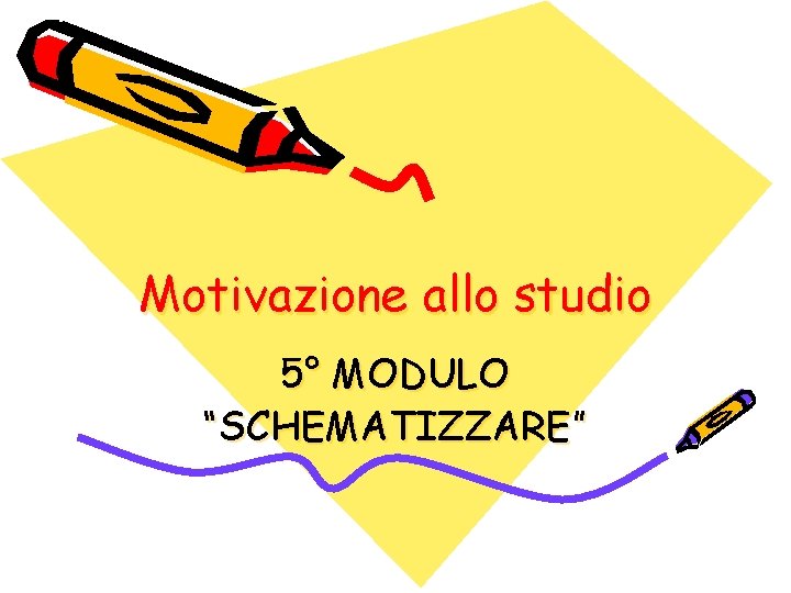 Motivazione allo studio 5° MODULO “SCHEMATIZZARE” 