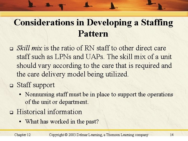 Considerations in Developing a Staffing Pattern q q Skill mix is the ratio of Considerations in Developing a Staffing Pattern q q Skill mix is the ratio of