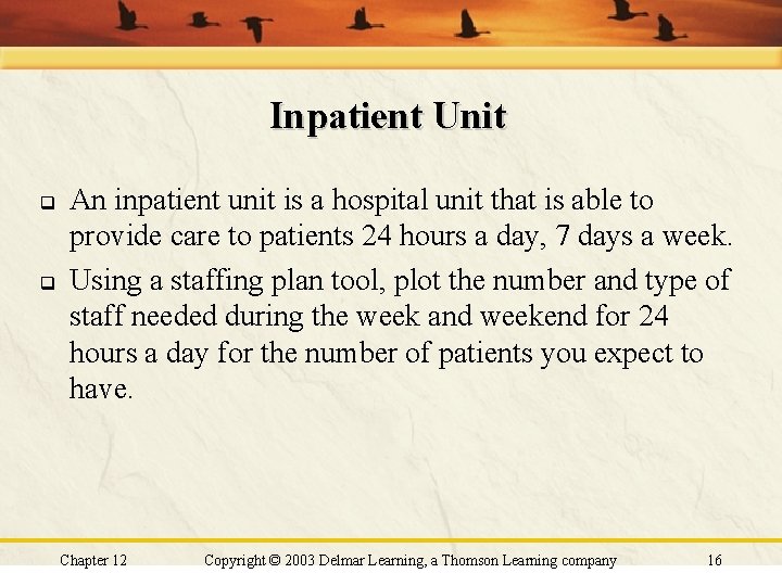 Inpatient Unit q q An inpatient unit is a hospital unit that is able Inpatient Unit q q An inpatient unit is a hospital unit that is able